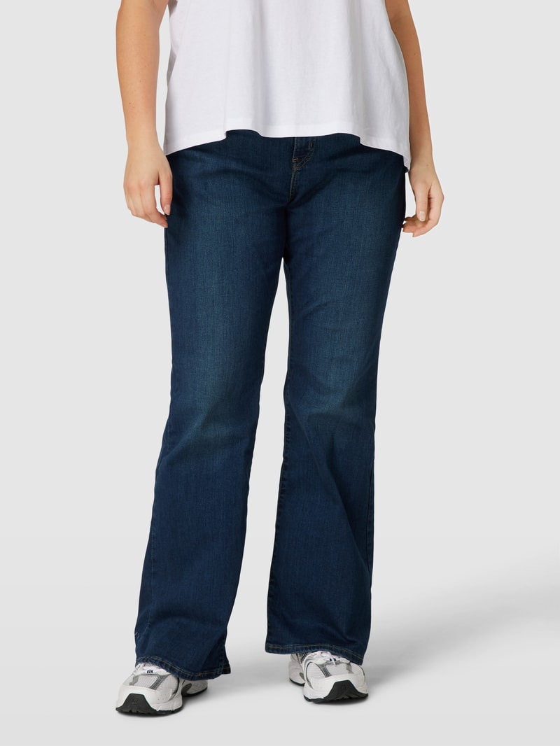 PLUS SIZE Flared Cut Jeans mit Label-Patch Modell '726' in dunkelblau