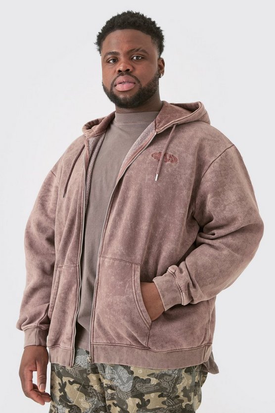 Plus Oversize Man Hoodie mit Reißverschluss