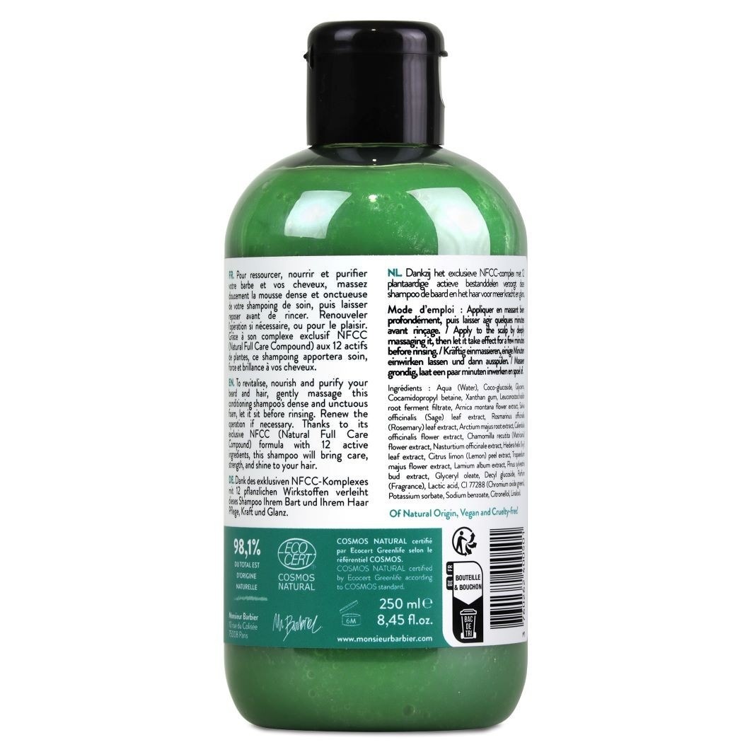 Monsieur Barbier 2-v-1 šampon za brado in lase - POPOLNA NEGA