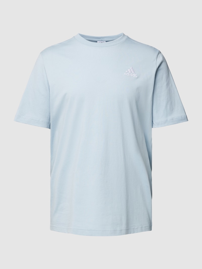 T-Shirt mit Label-Stitching in hellblau