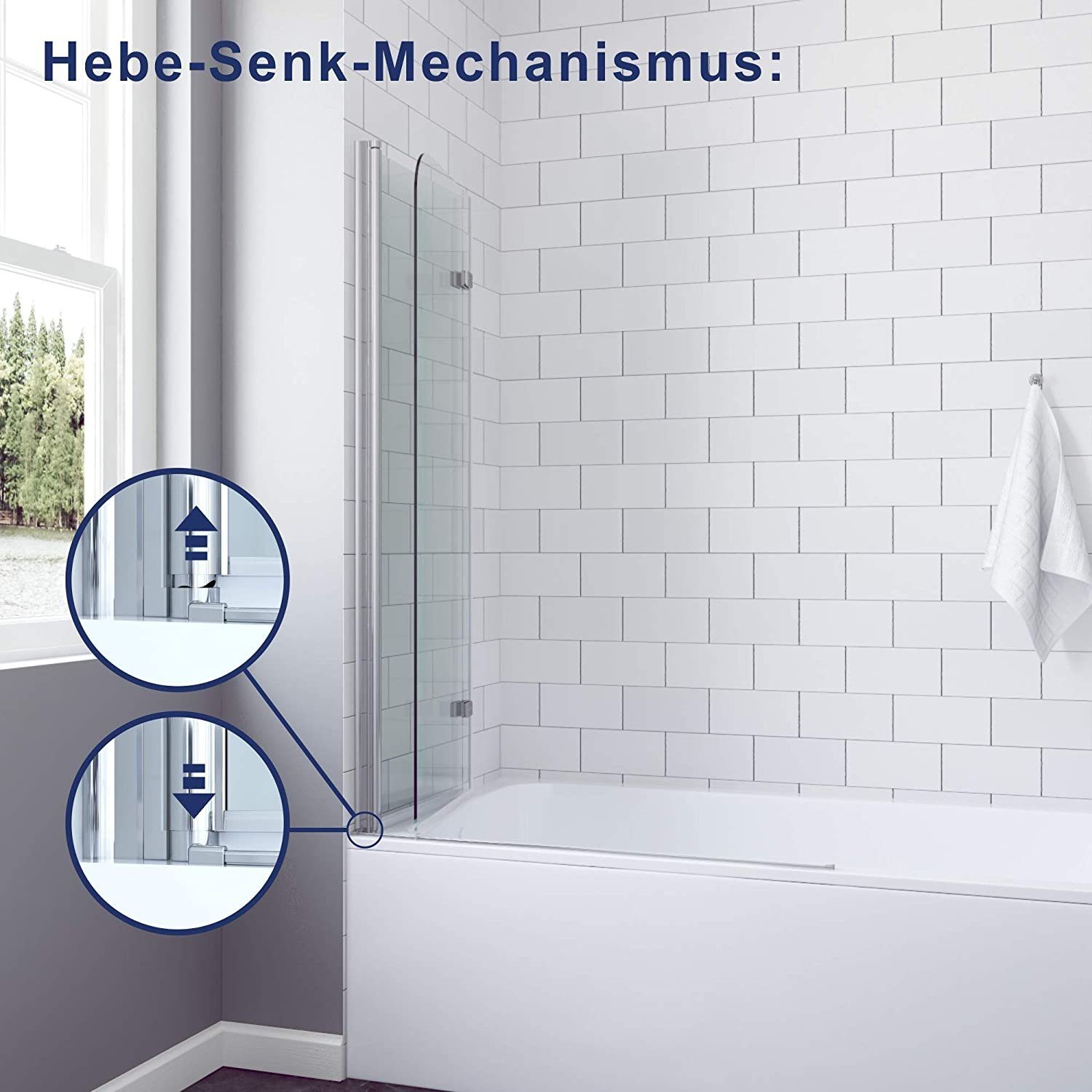 AQUABATOS Badewannenaufsatz Badewannenaufsatz Duschwand Duschabtrennung faltbar