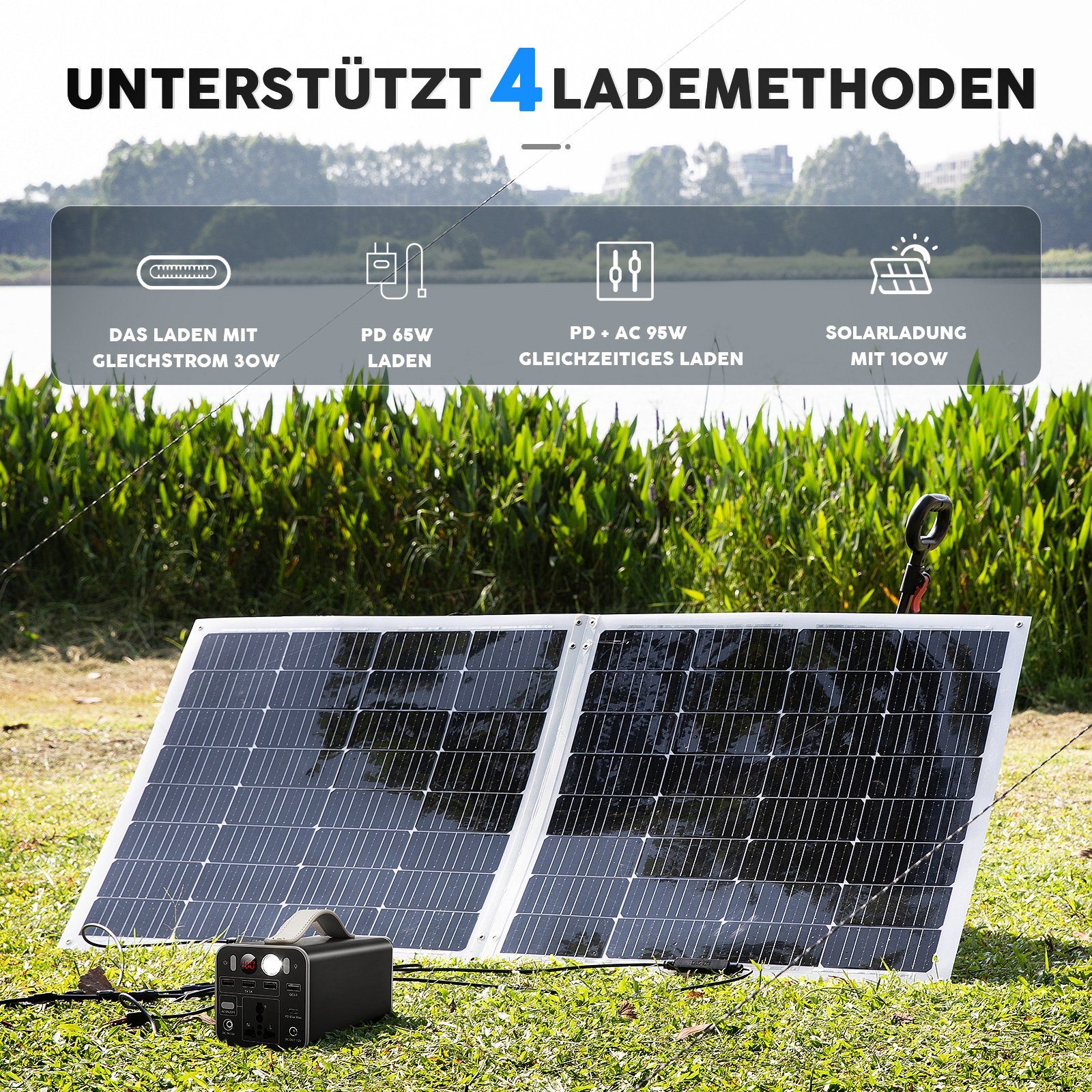 iscooter Stromerzeuger 150Wh Stromgenerator Power-Set, Tragbare 158Wh Powerbank, Schnelles Laden 65W PD, 43200mAh LiFePO4, 150W Ausgang