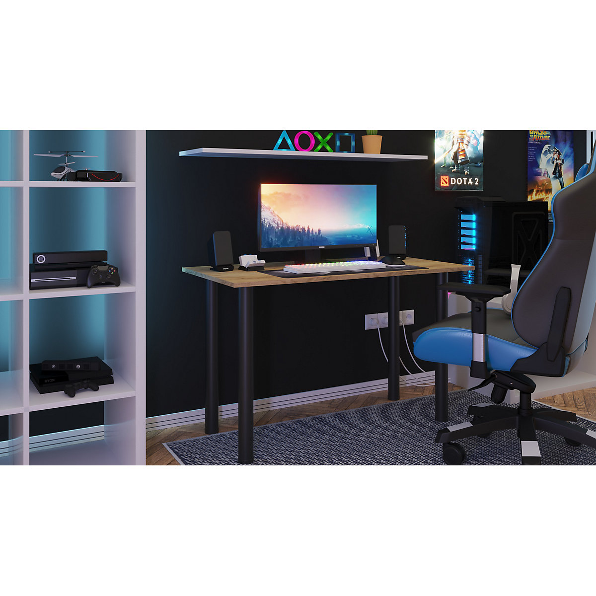 Gaming Schreibtisch mit Kabeldurchführung onesize