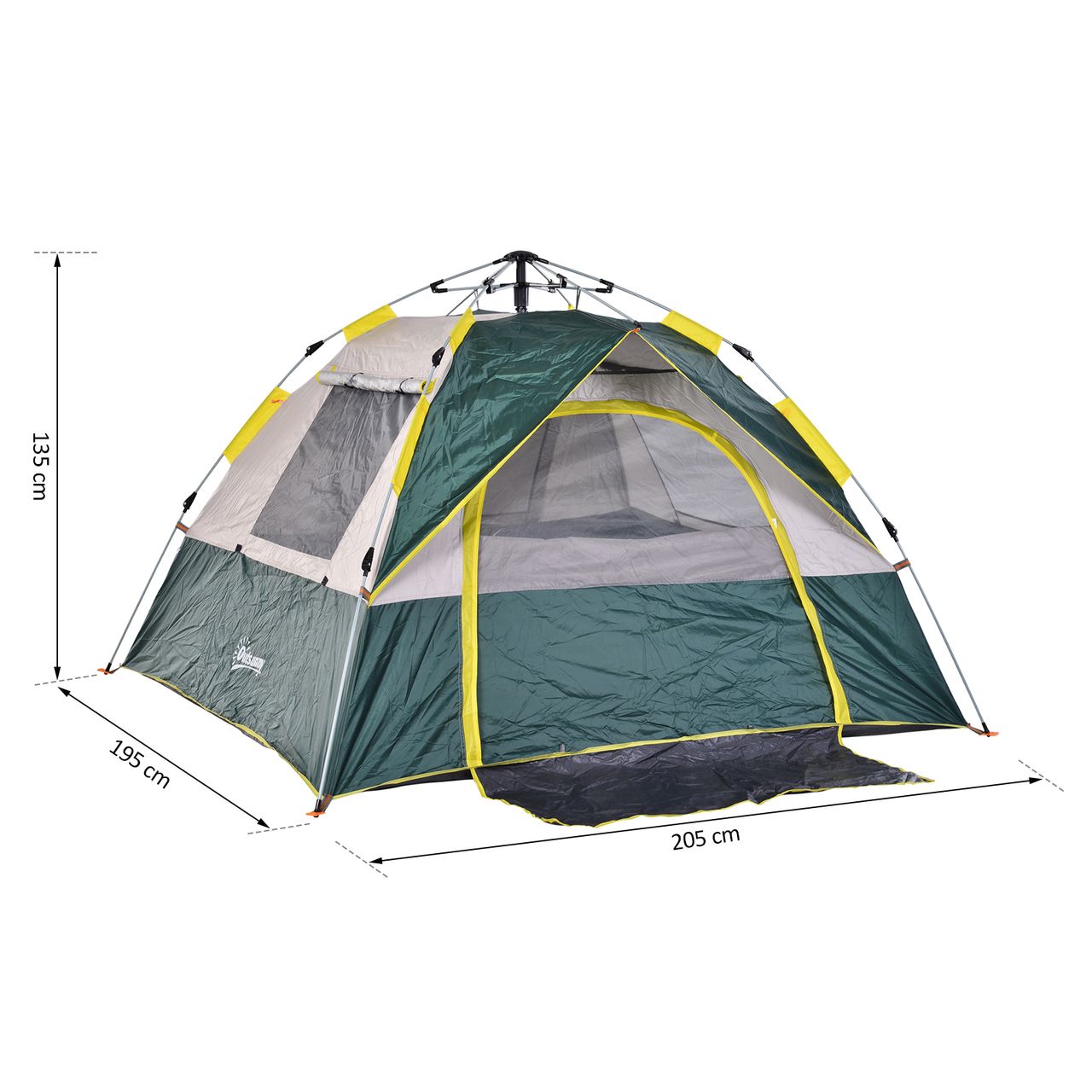 Outsunny Zelt für 3 Personen Campingzelt mit Heringen Kuppelzelt Polyester