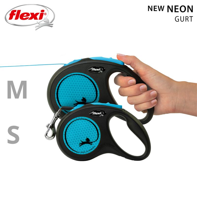 flexi New Neon Gurt-Leine blau - 5 m zu TOP-Preisen