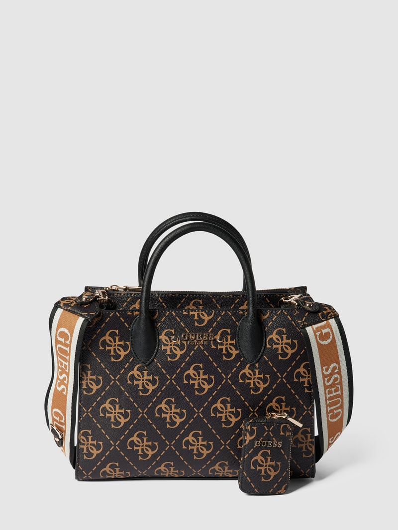 Tote Bag mit Label-Applikation Modell 'SATCHEL' in haselnuss braun