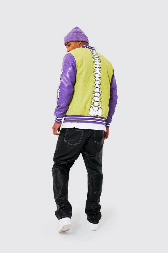 Official Man Collegejacke mit Skelett-Print