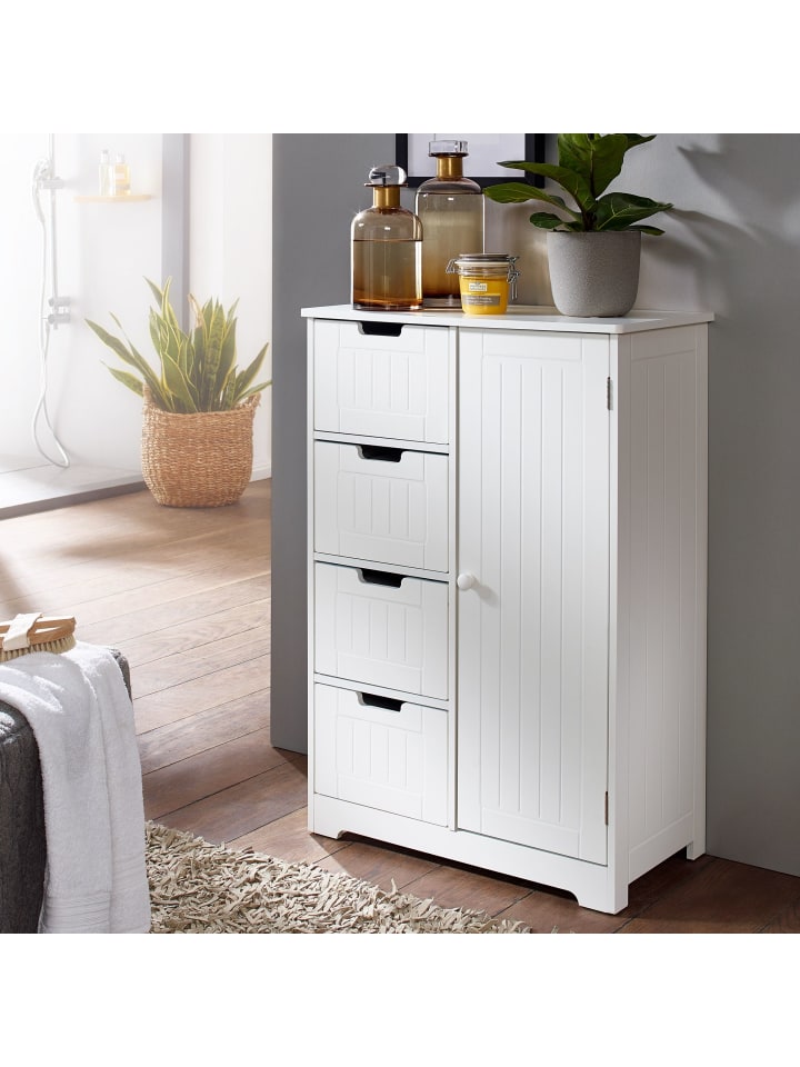 KADIMA DESIGN Badschrank | Weiß, 56x83x30cm, 4 Schubladen, 1 Tür günstig kaufen onesize