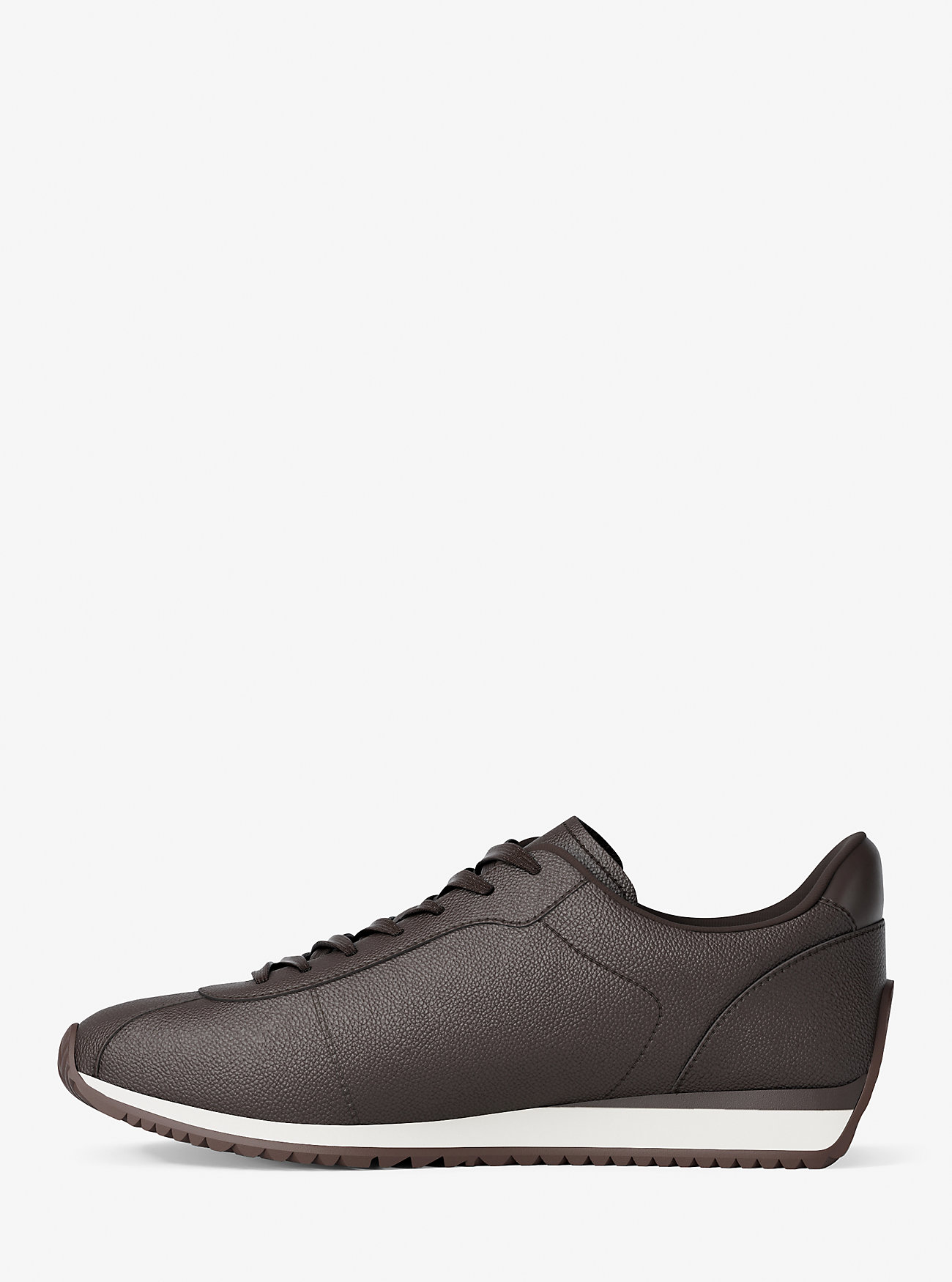 Rhodes Signature Logo and Leather Trainer - CHOCOLATE