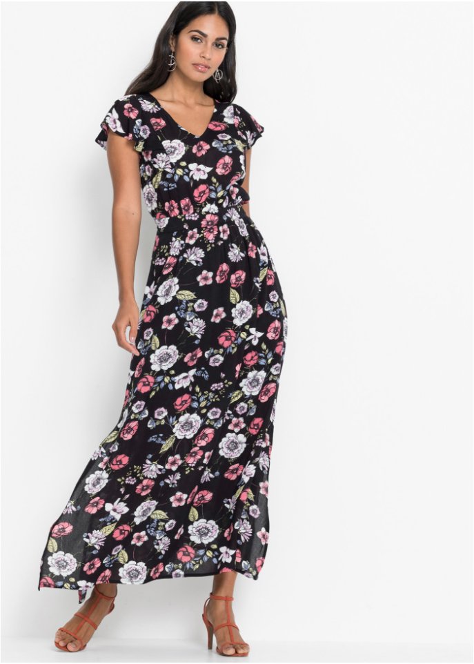 Bedrucktes Maxikleid mit Volants