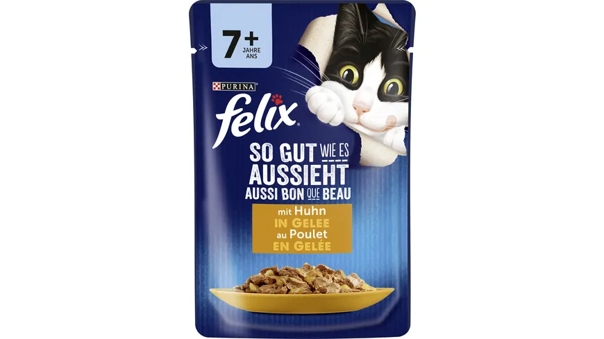 PURINA FELIX So gut wie es aussieht in Gelee Senior mit Huhn Katzennassfutter 85 g