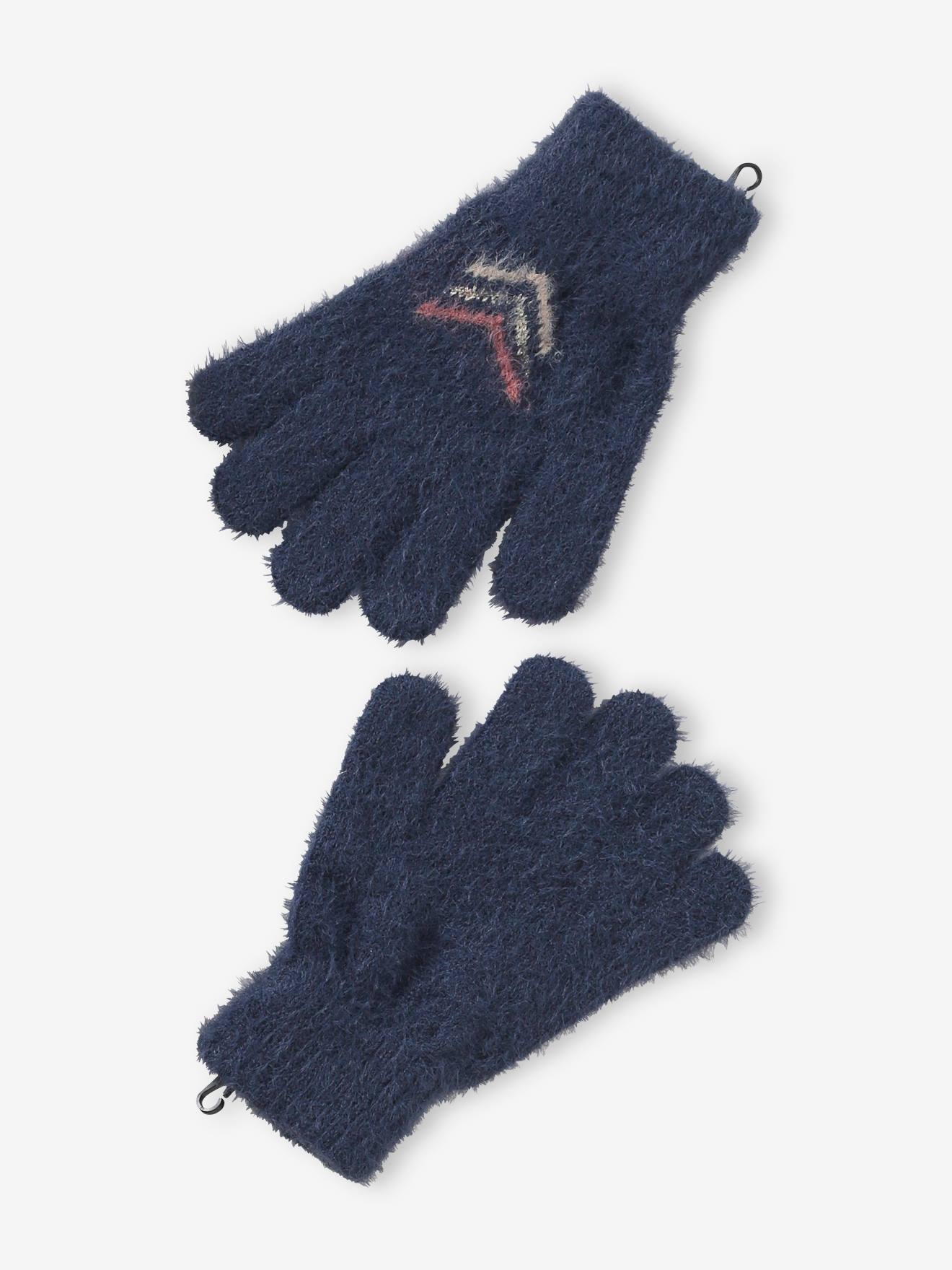 Vertbaudet Mädchen Strick-Set: Mütze, Rundschal & Handschuhe - nachtblau