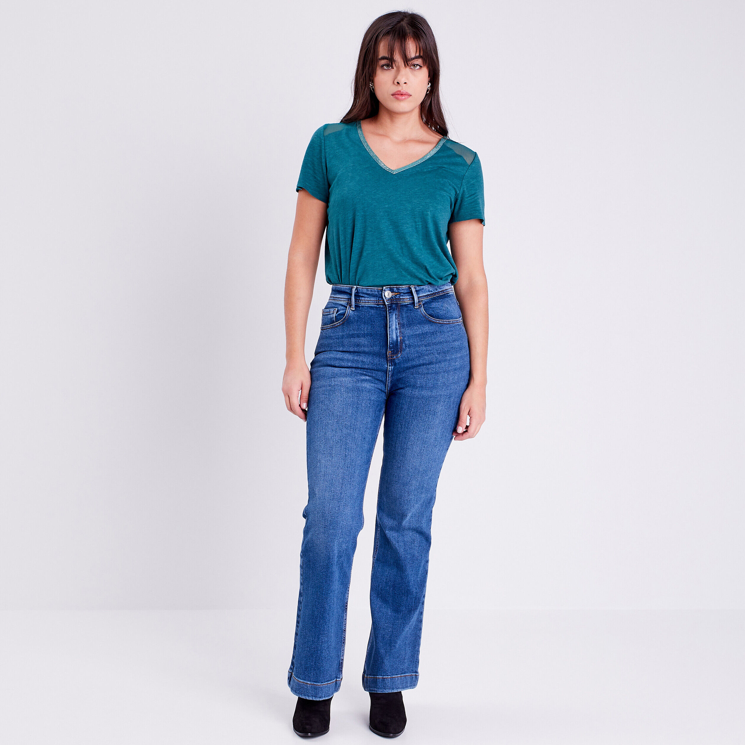 Jeans flare taille haute denim stone femme | Cache Cache
