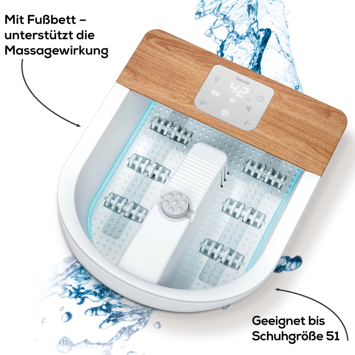 Beurer Wellness Fußsprudelbad FB 65-Wellness Fußsprudelbad mit Wasserheizung, Ambientebeleuchtung und rotierender Pedikürestation