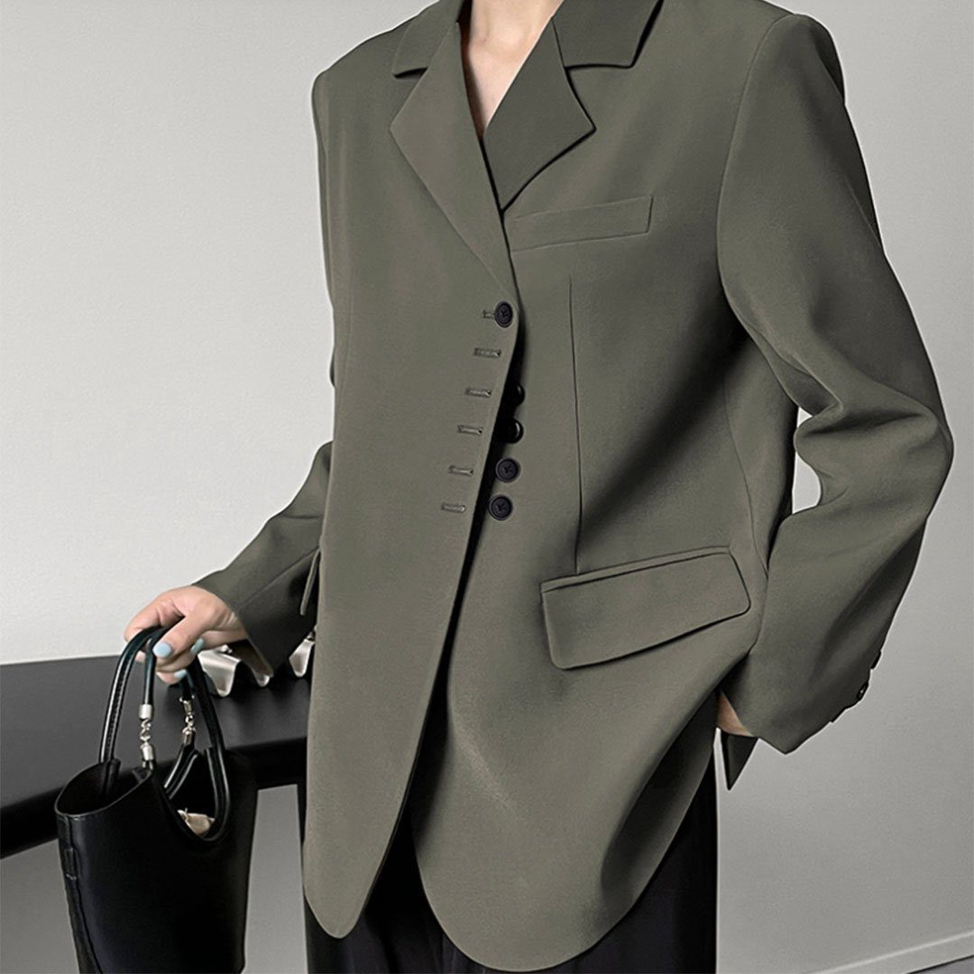 YANN Hosenanzug Blazer mit schrägem Verschluss als Freizeitjacke