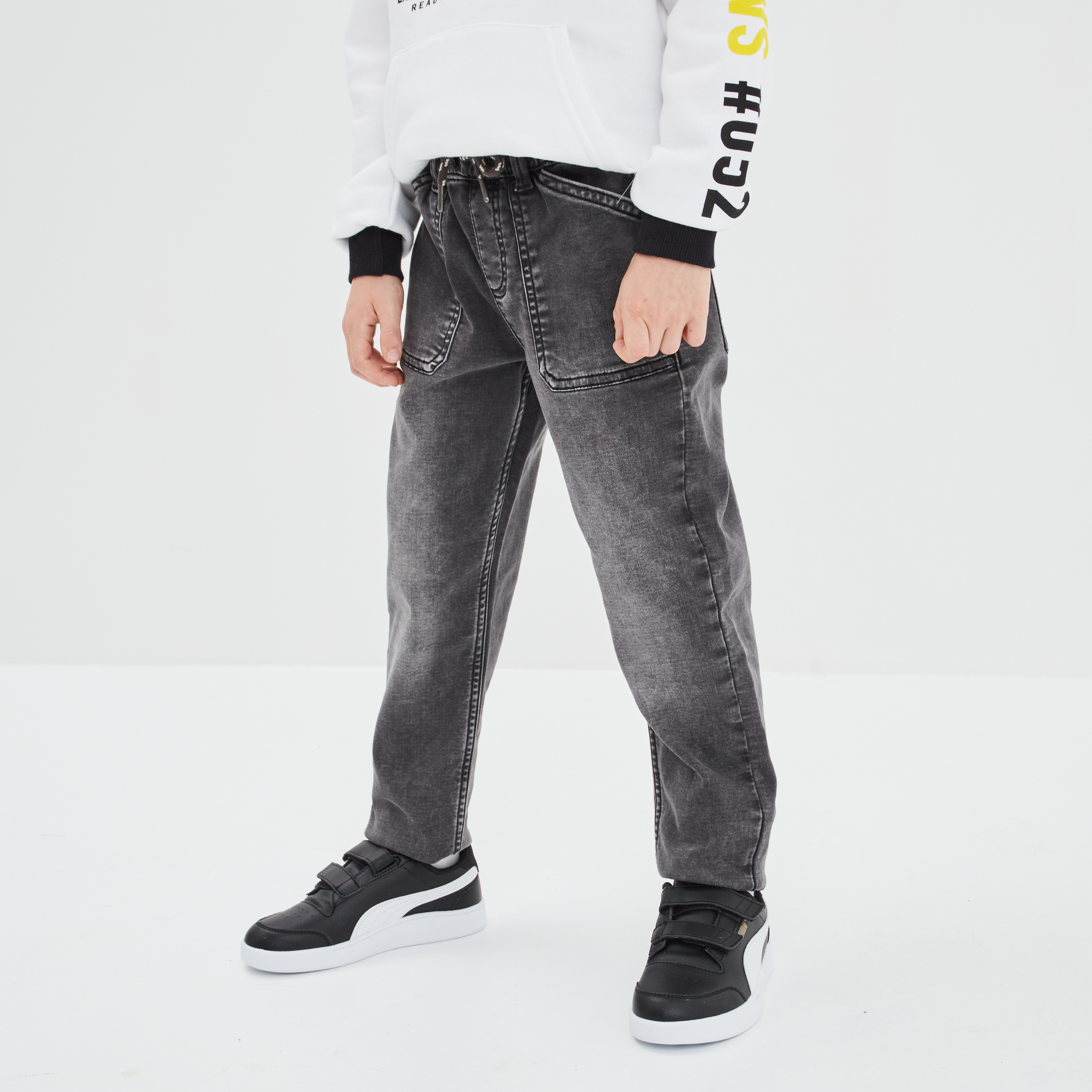 Jeans jogger taille élastiquée Creeks denim gris garçon | La Halle