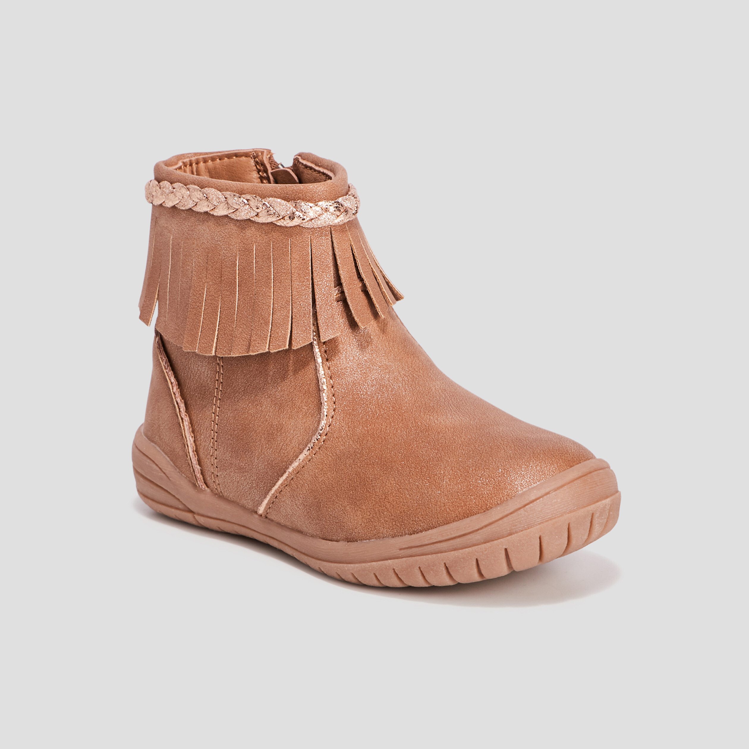 Bottines avec franges camel fille | La Halle