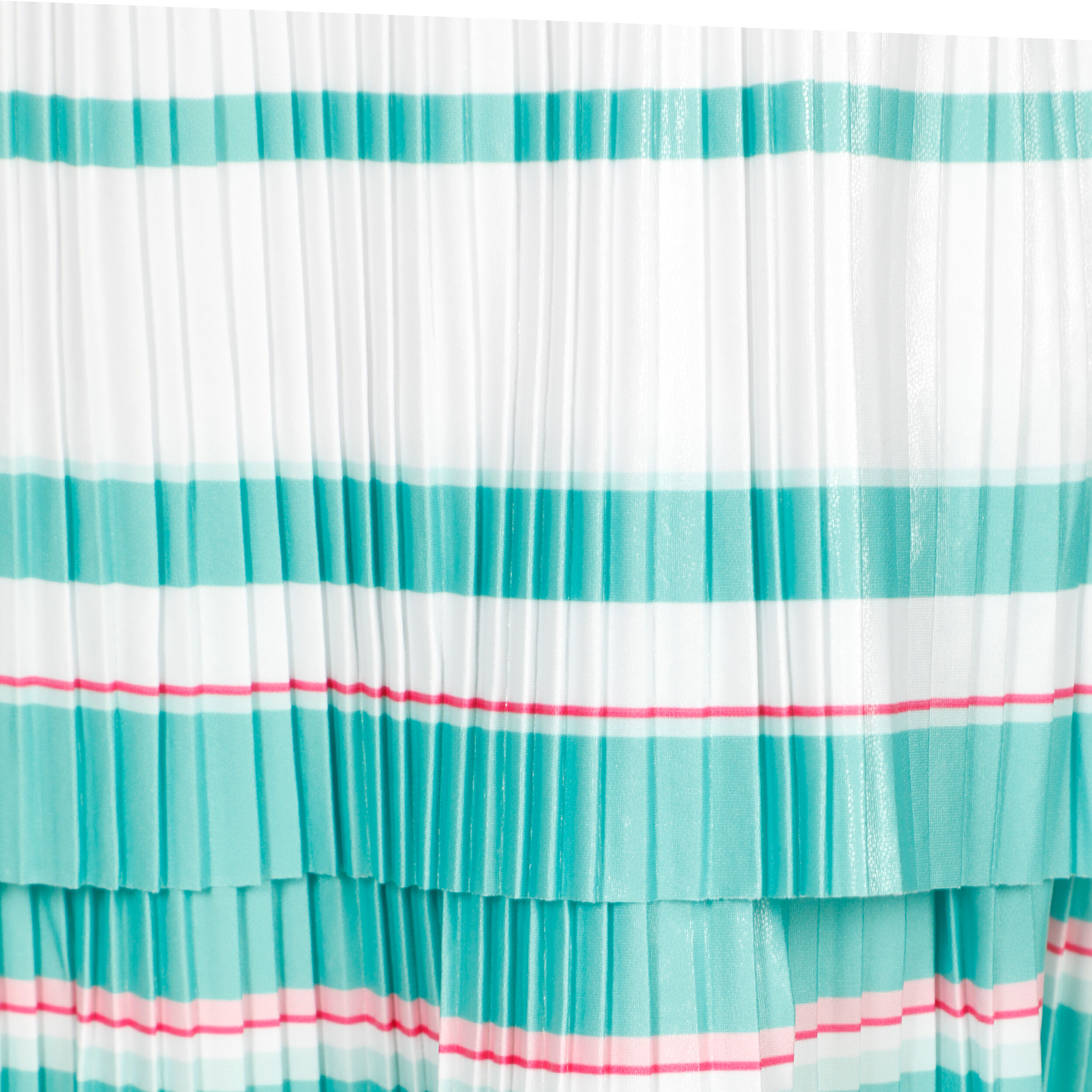 Long Deco Stripe Pleated Rock Damen - Weiß, Mehrfarbig