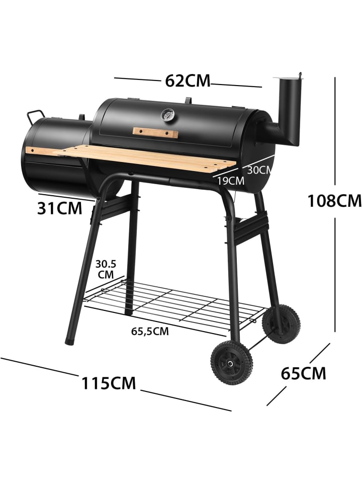 COSTWAY Holzkohlegrill mit Deckel in Schwarz günstig kaufen onesize