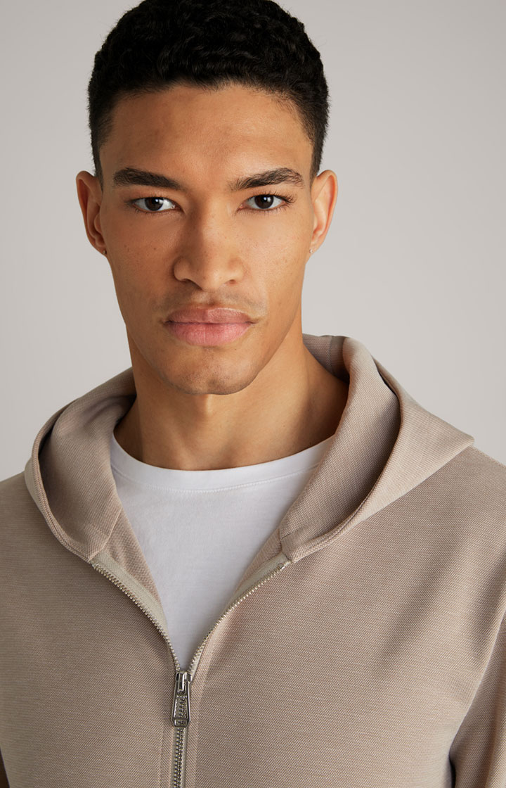 Hoodie-Sweatjacke Tiberio in Hellbraun