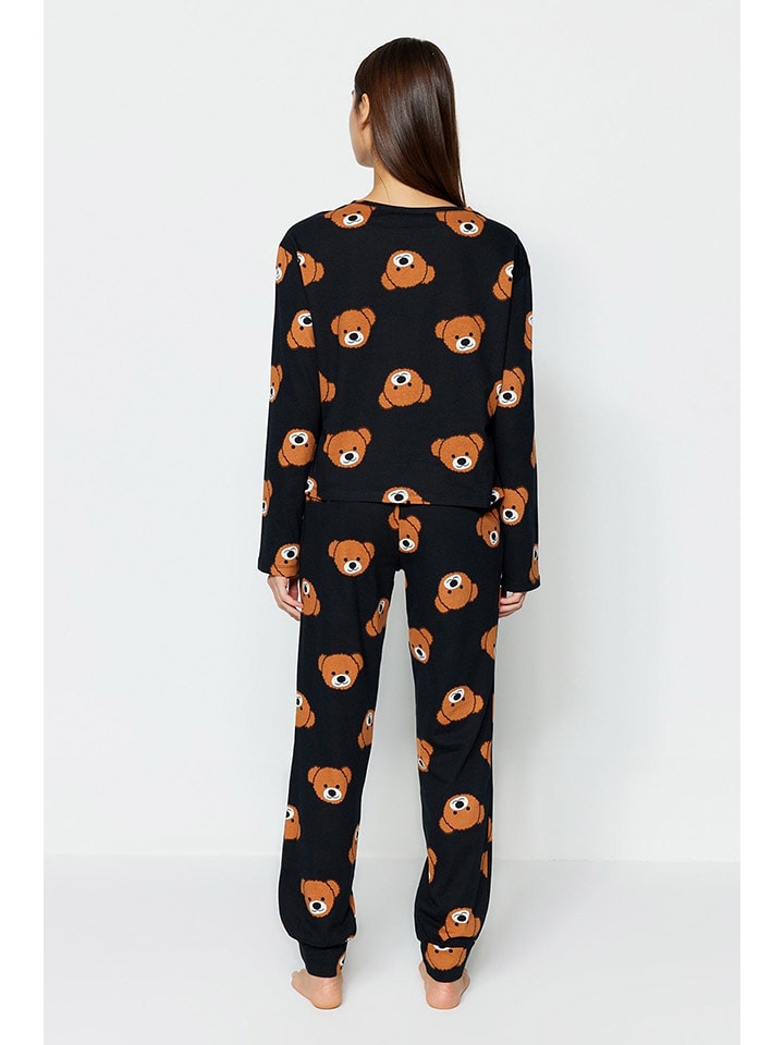trendyol Pyjama in Schwarz/ Hellbraun günstig kaufen