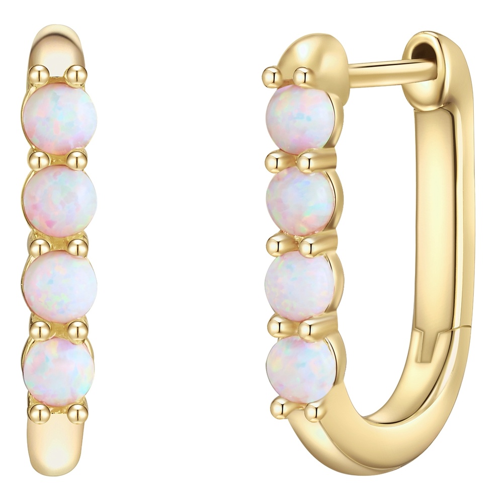 Glanzstücke München Créoles en argent Argent sterling Opale (synth.) en Or jaune Boucles d'oreilles
