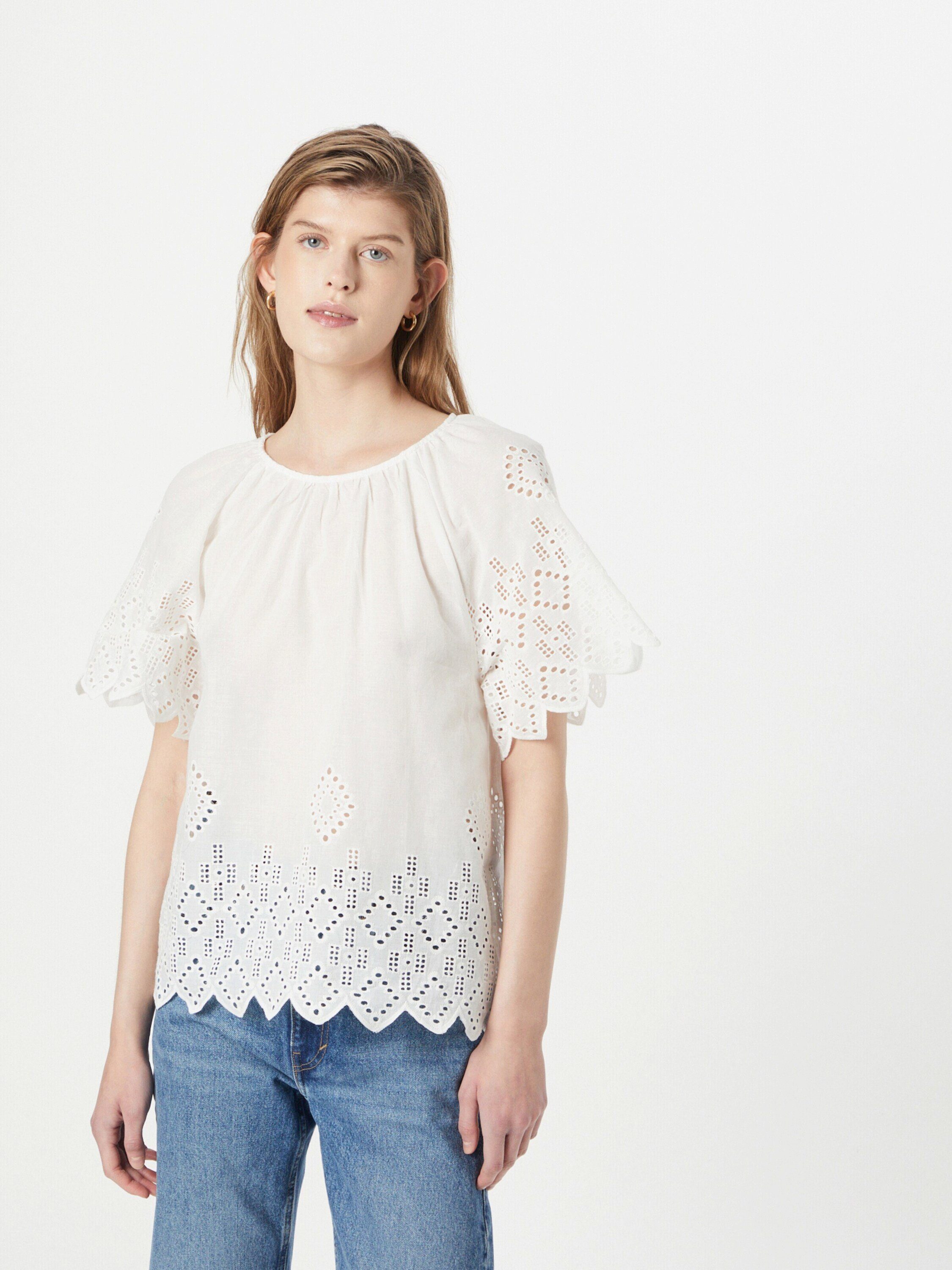 Sisters Point Funktionsbluse VITZA (1-tlg) Cut-Outs, Drapiert/gerafft, Lochmuster, Stickerei