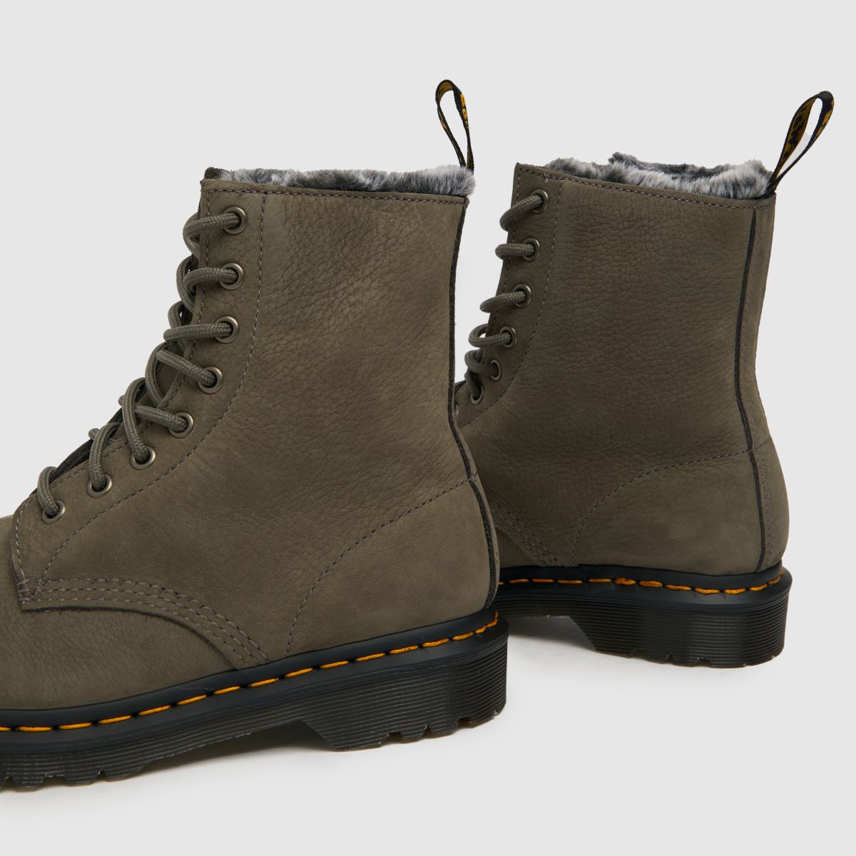 Dr Martens – 1460 Serena – Grå stövlar med pälsfoder