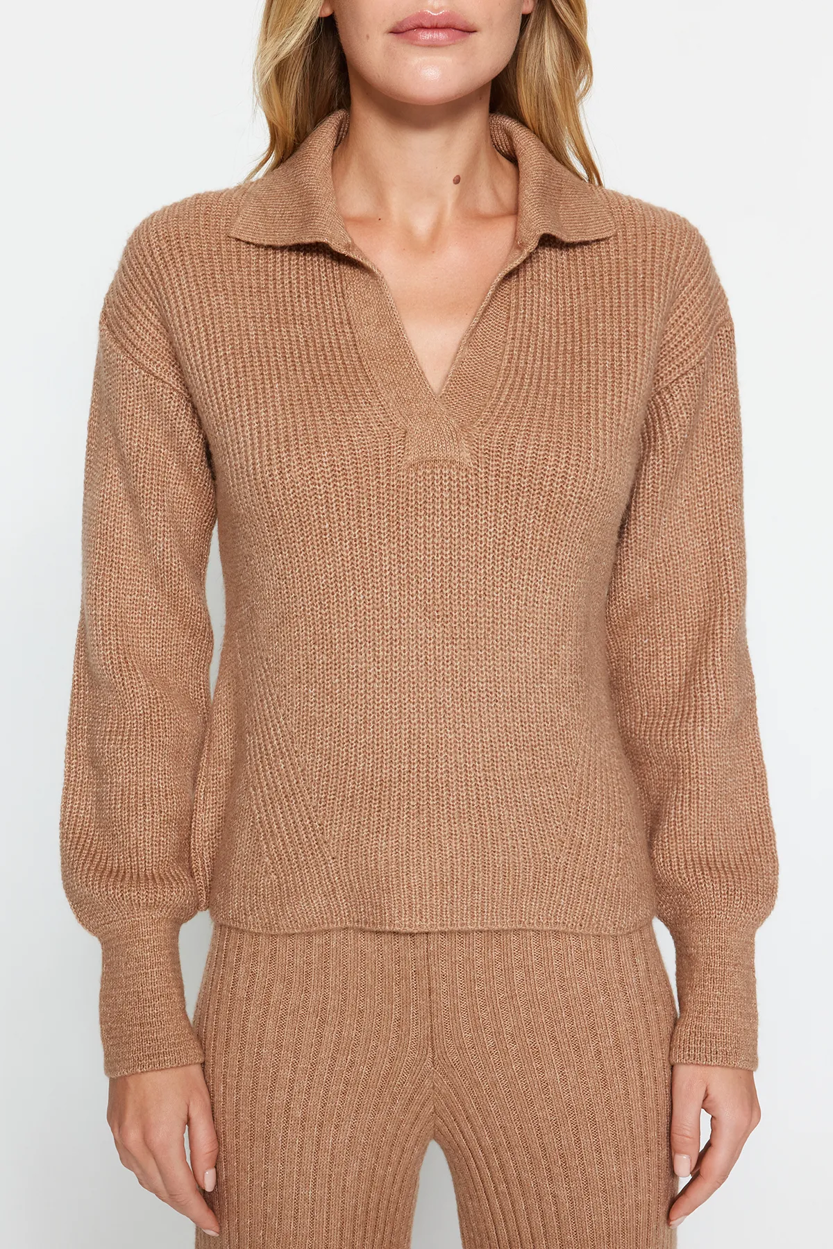 Trendyol Collection  Camel Care Collection Strickoberteil und -unterteil-Set TWOAW24AU00097