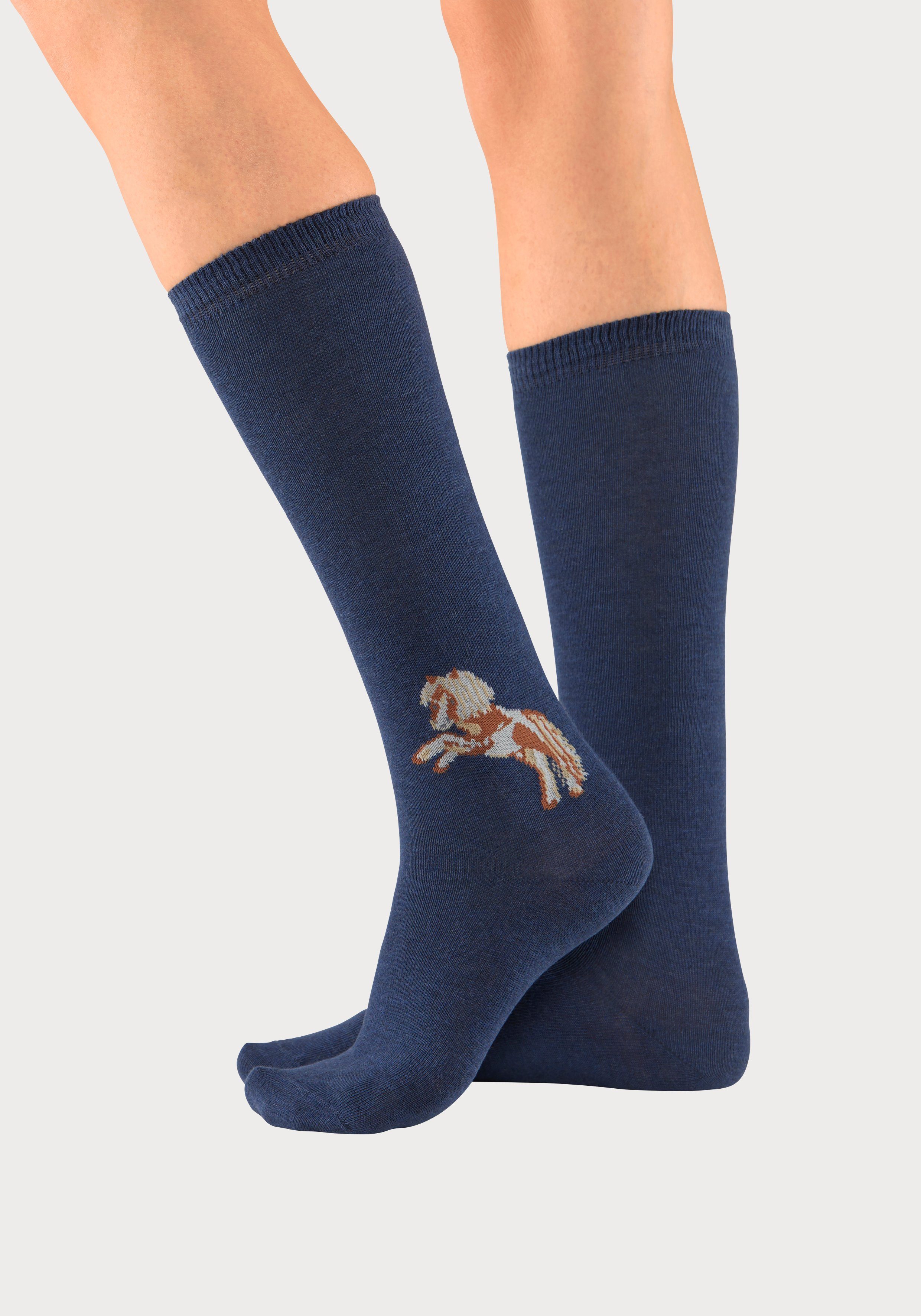 H.I.S Kniestrümpfe (5-Paar) mit eingestricktem Motiv