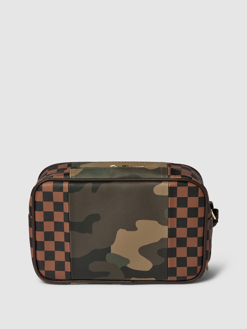 Kulturtasche mit Allover-Muster in mittelbraun