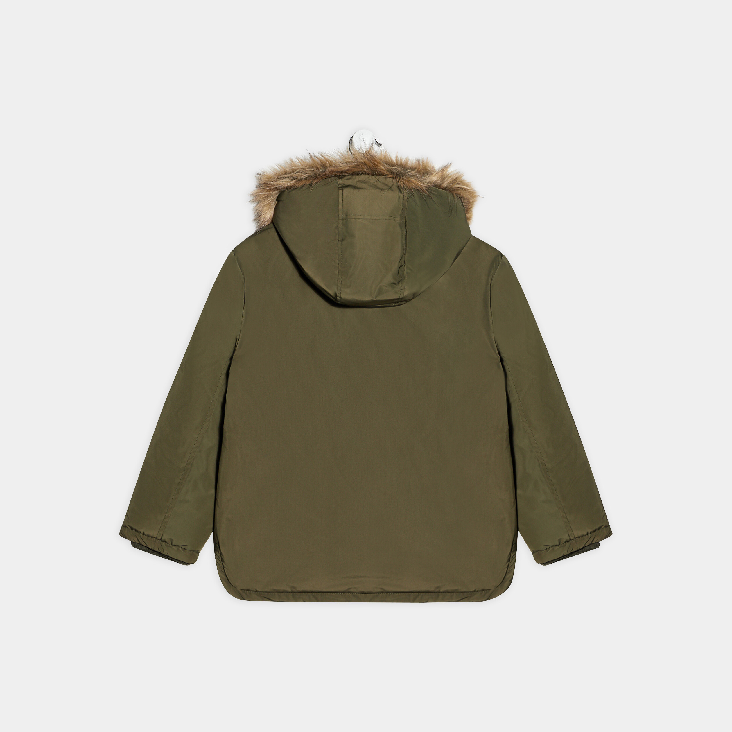 Parka droite doublée à capuche vert kaki garçon | La Halle