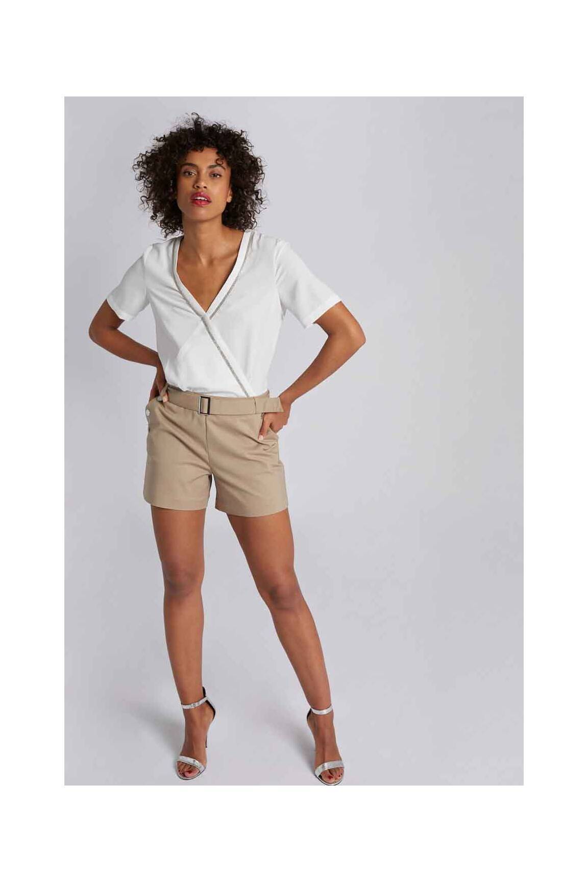 Morgan Combi Shorts Femme couleur beige