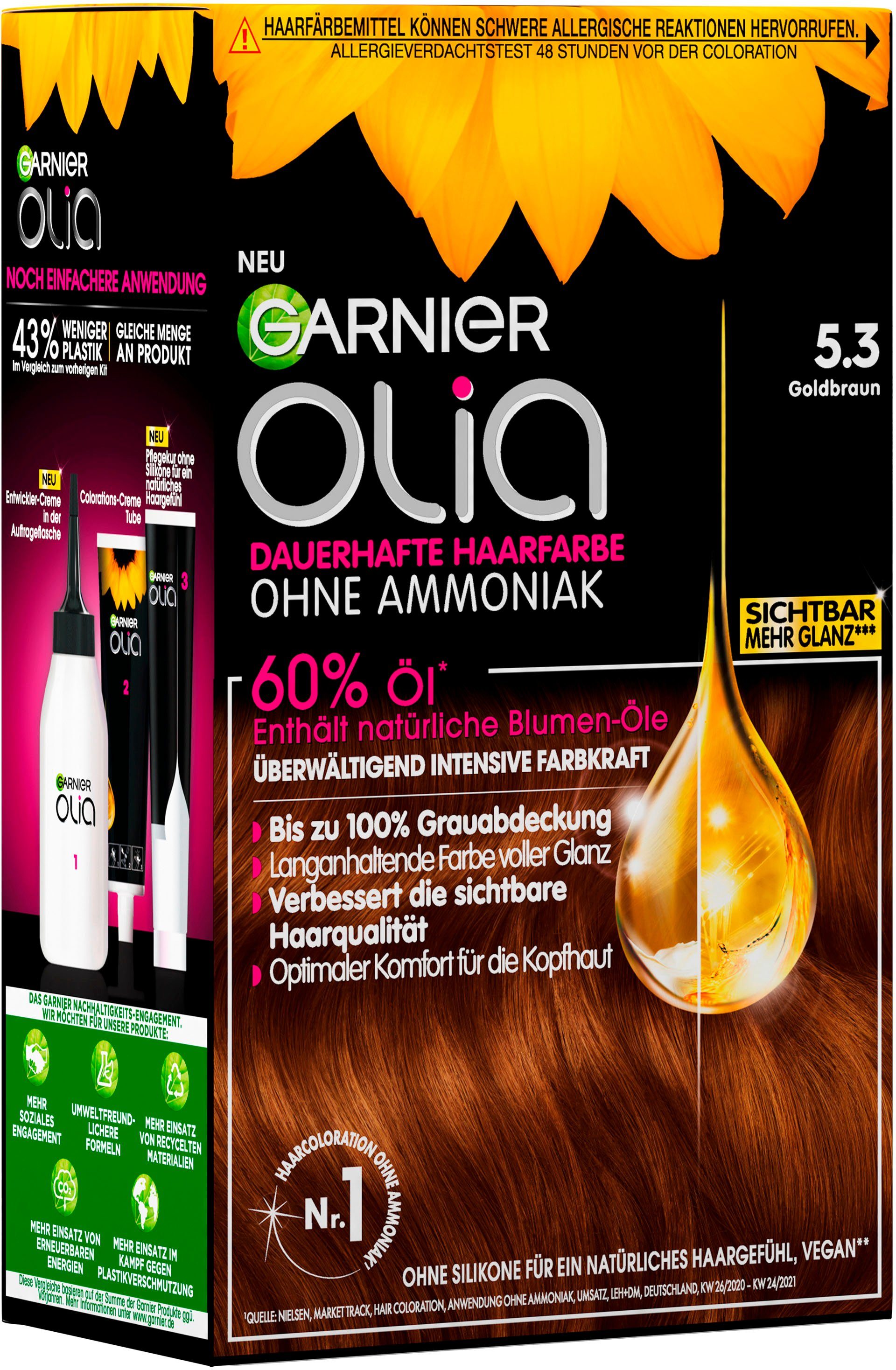 GARNIER Coloration Garnier Olia dauerhafte Haarfarbe, Set, 3-tlg., Ölbasis