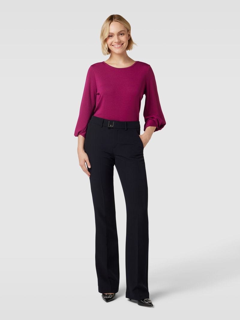 Longsleeve aus Viskose-Mix mit Rundhalsausschnitt in aubergine