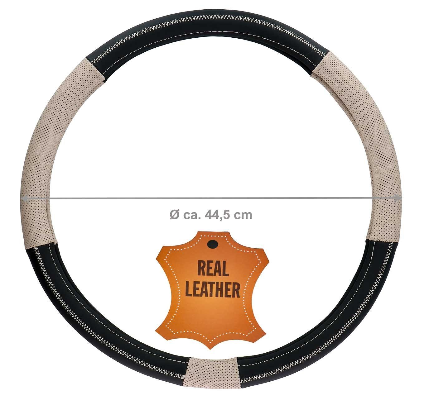 All Ride Lenkradbezug Lenkradüberzug, LKW Lenkradüberzug Echtleder Ø ca. 44 - 46 cm
