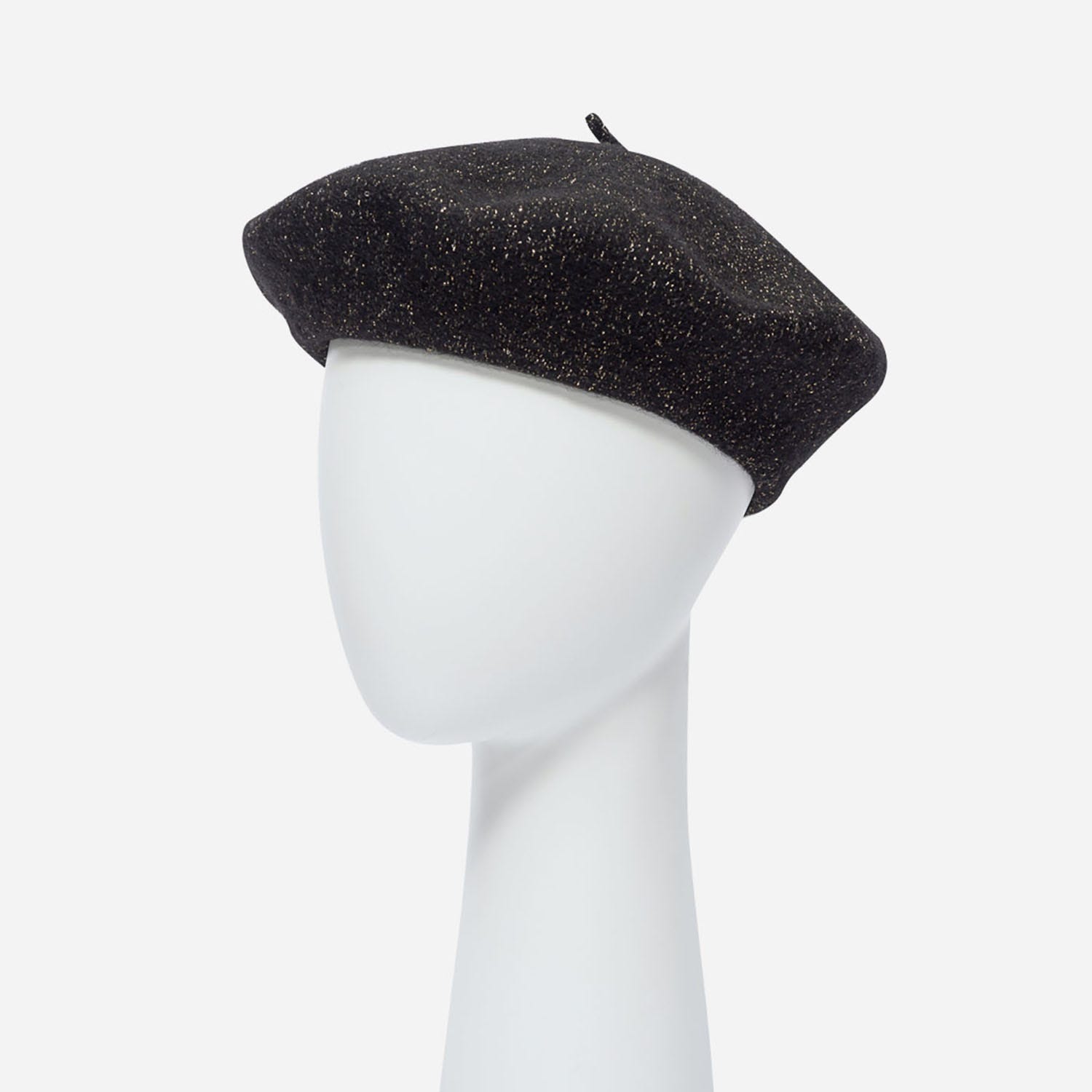 Béret noir pailleté or