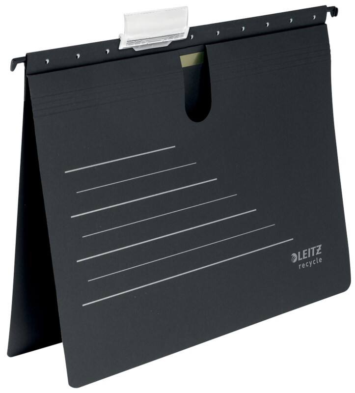 Leitz ALPHA Recycle Hängehefter 1920 DIN A4 Kaufmännische Heftung V-Base 15 mm 275 g/m² Schwarz 100% Recycelter Karton 10 Stück