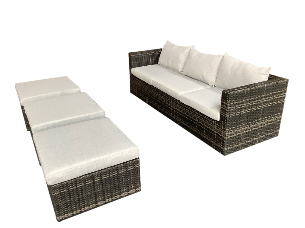 schütte Home & Living Rattan Multifunktionslounge 13-tlg. mit Auflagen hellgrau K/D