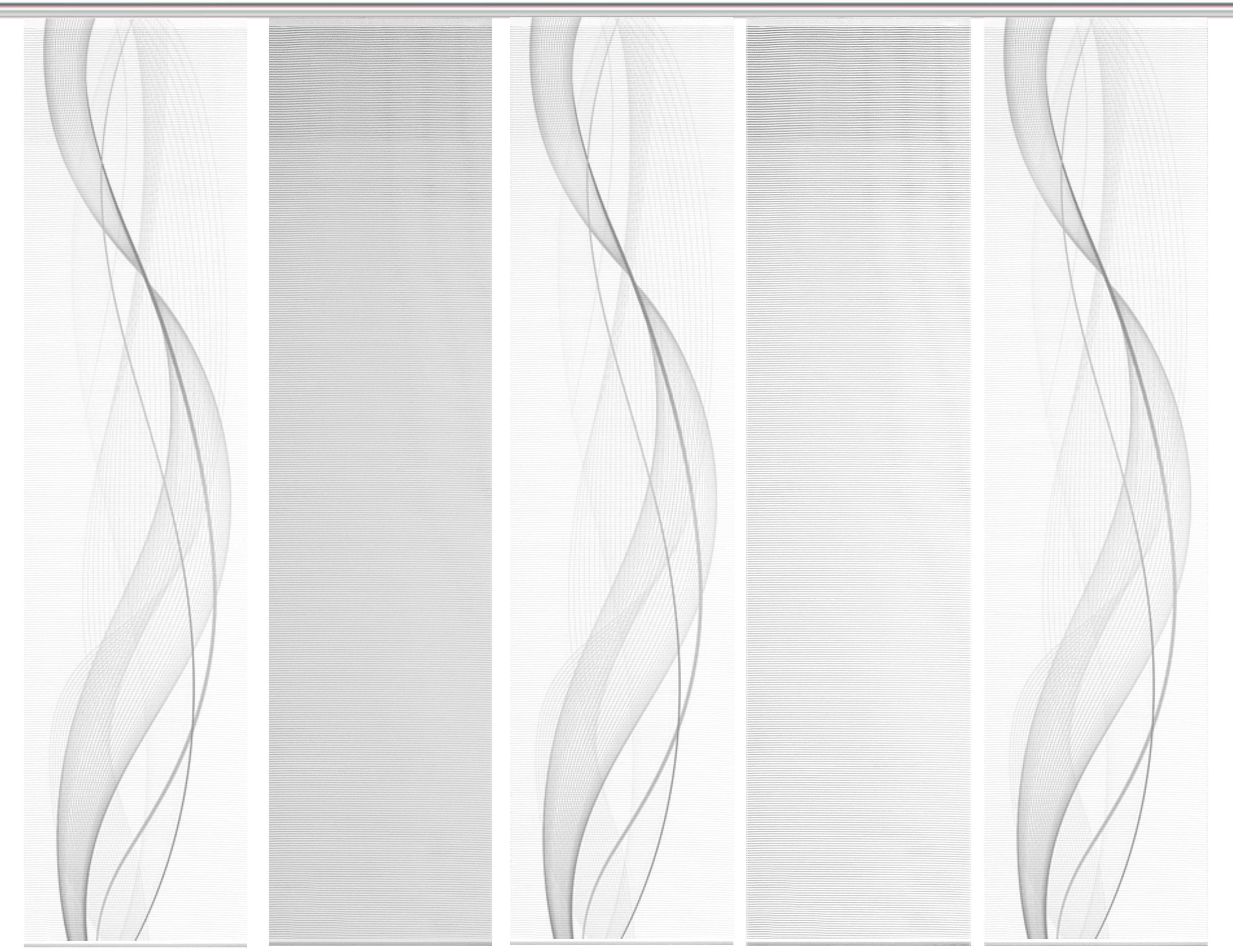 Schiebegardine 5ER SET HEIGHTS, Vision S, Paneelwagen (5 St), halbtransparent, HxB: 260x60, Schiebevorhang 5er Set Digitaldruck