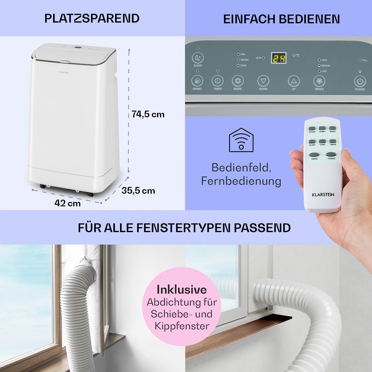 Klarstein Klimagerät Iceblock, Klimagerät mobil klimaanlage Air Conditioner Kühlgerät Luftkühler