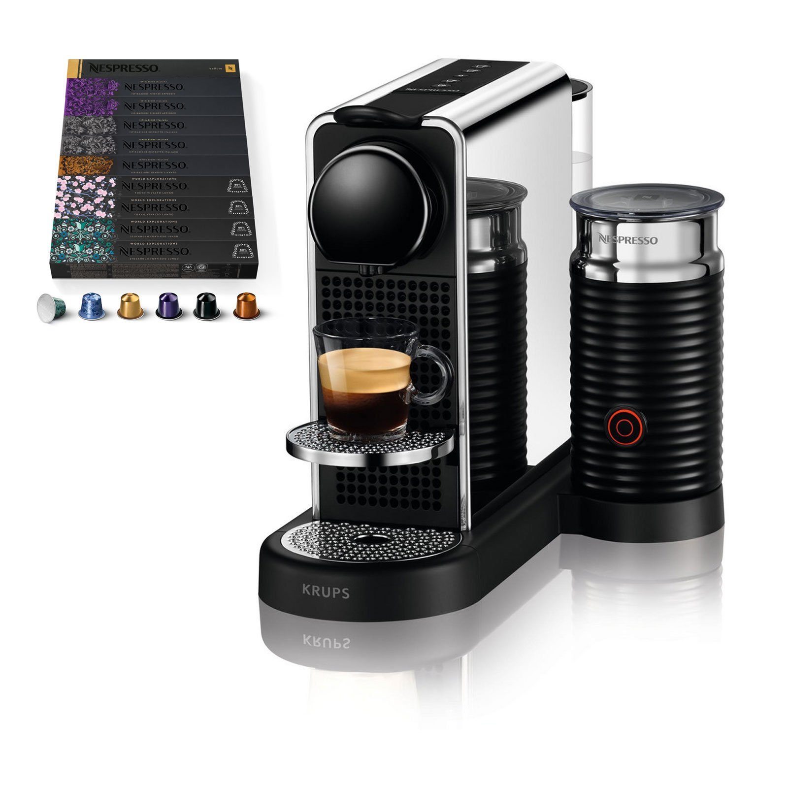 Krups Kapselmaschine XN630 Citiz Platinum & Milk, 100 ORIGINALE NESPRESSO-KAPSELN