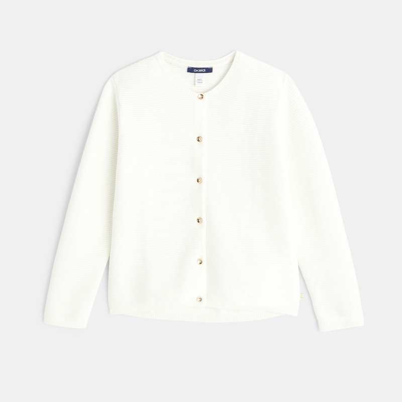 Gilet côtelé boutonné blanc fille