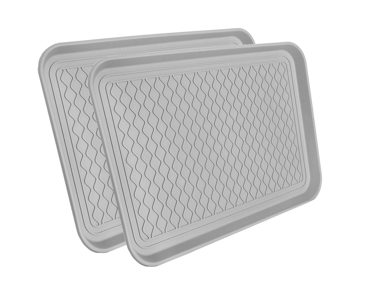 Spetebo Schuhabtropfschale Universal Schuhablage 2er Set grau - 60 x 40 cm (2-tlg), Kunststoff Schuh Wanne