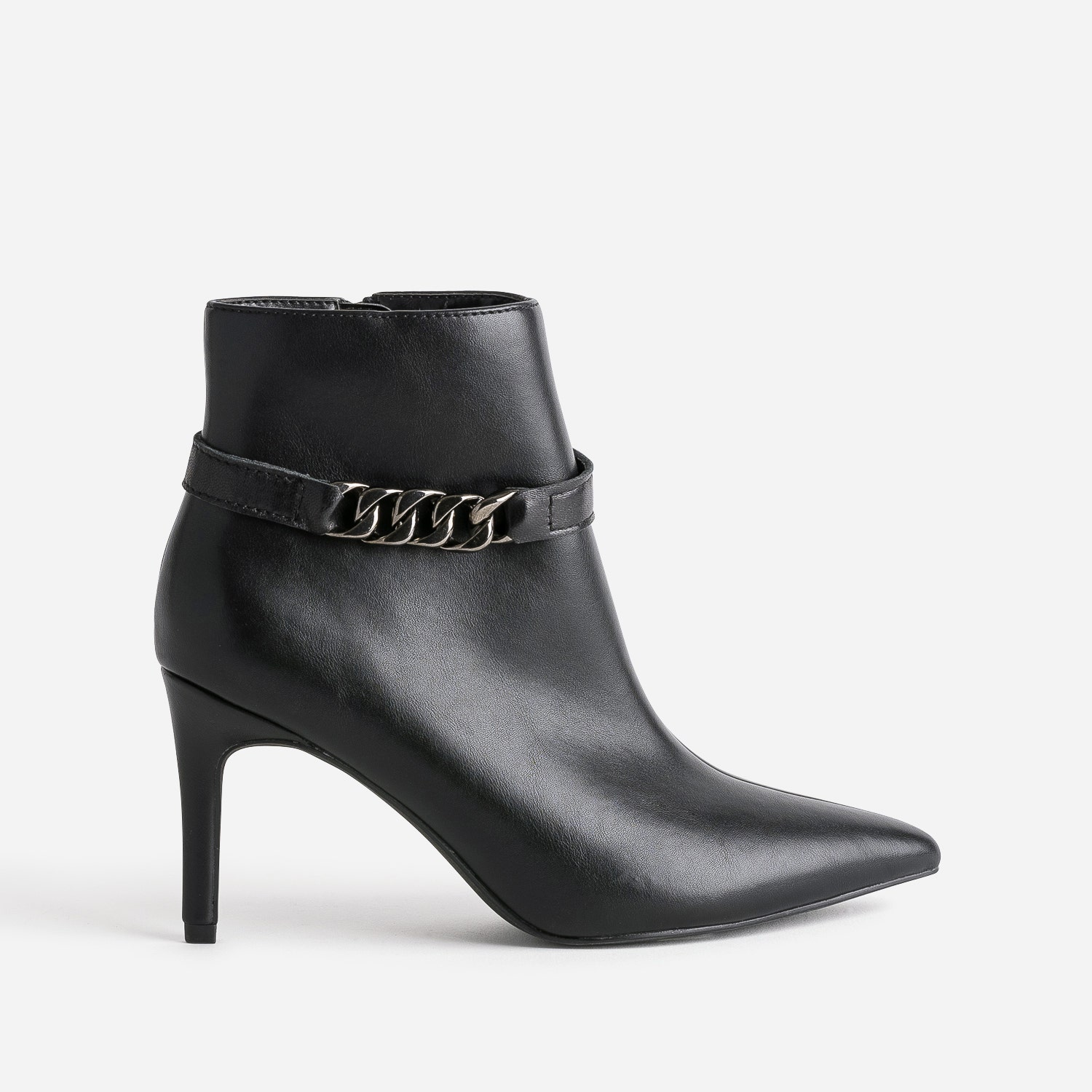Brides amovibles noires en cuir détail gourmette