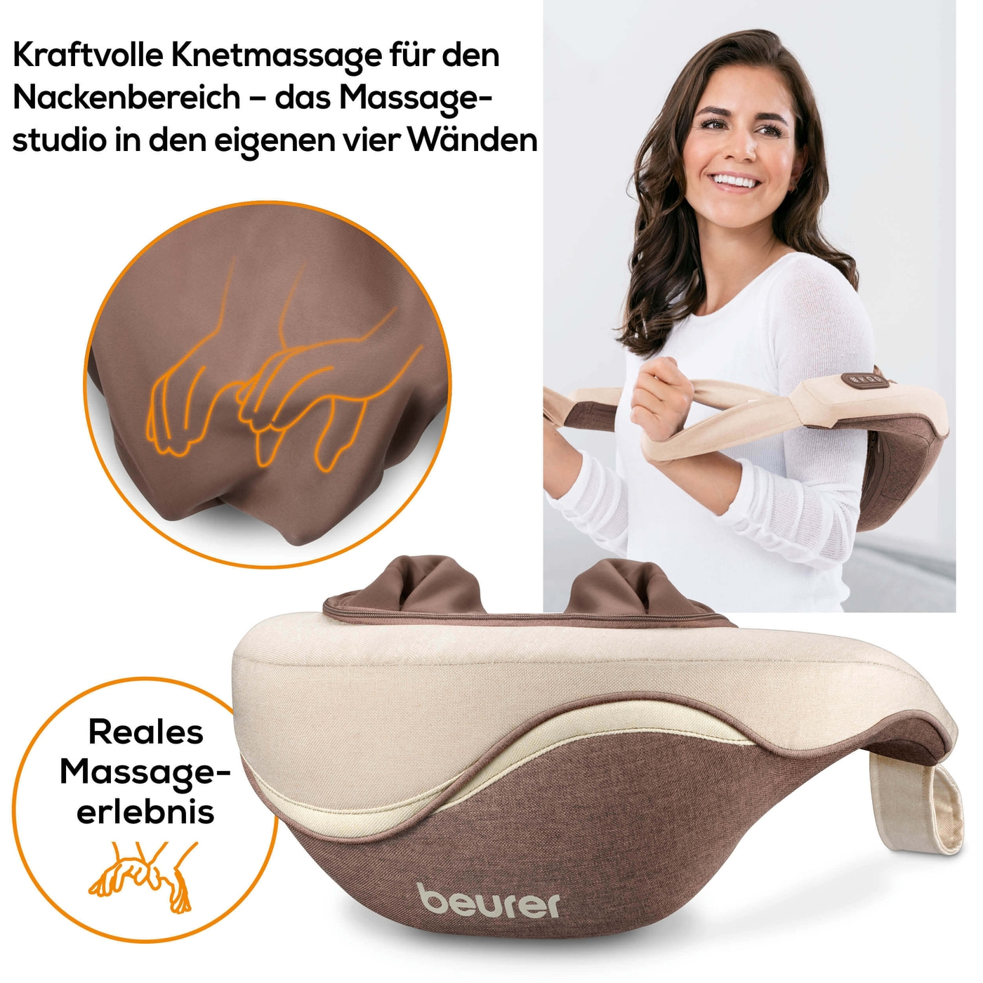 Beurer 4D Nacken-Massagegerät MG 153-Massagegerät für den Nacken mit 4D handsimulierenden Massageköpfen