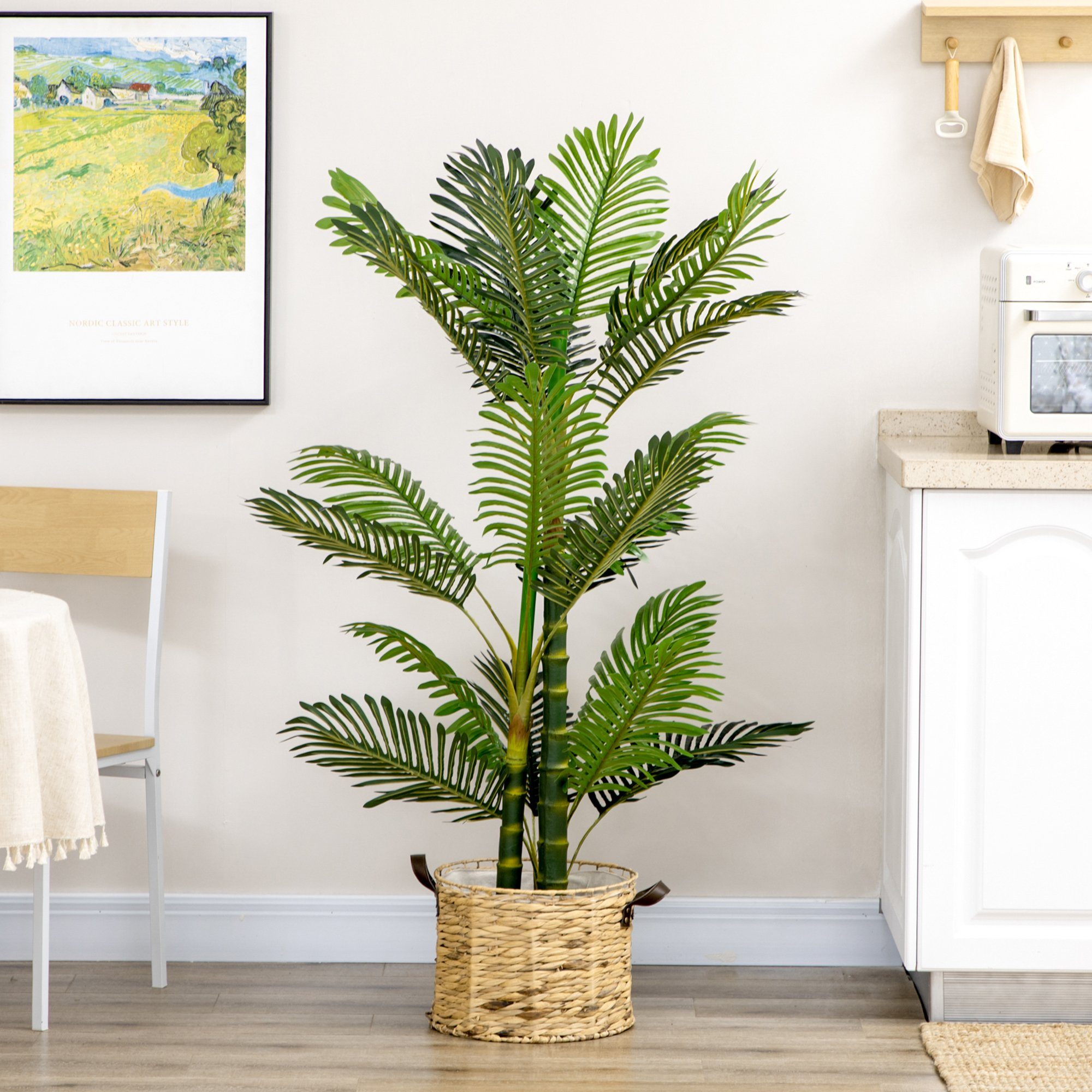 Kunstpflanze künstliche Pflanze Palme, HOMCOM, Höhe 150 cm, inkl. Übertopf