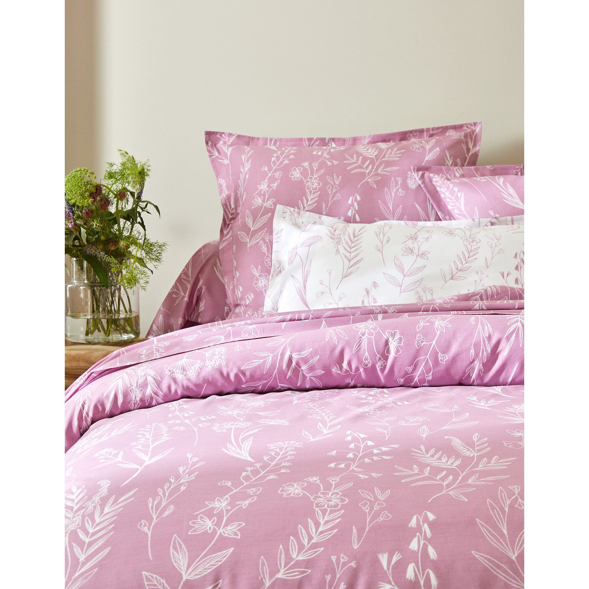 Linge de lit Alessia en coton imprimé fleuri