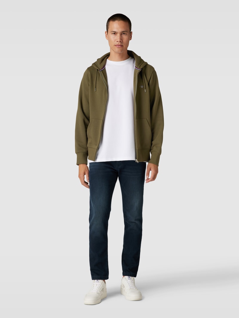 Sweatjacke mit Kapuze in olivgrün