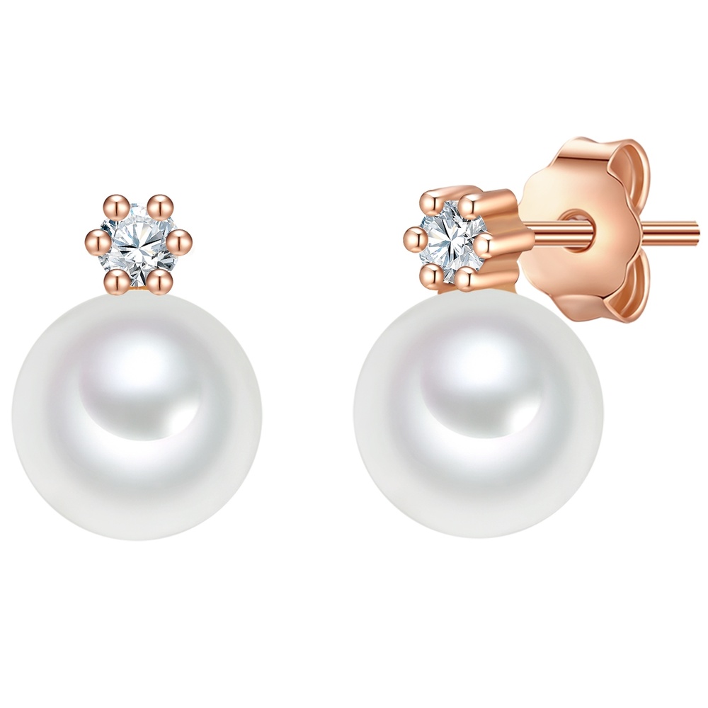 Valero Pearls Boucles doreilles Argent sterling Oxyde de zirconium (CZ) Perle de culture d'eau  Boucles d'oreilles